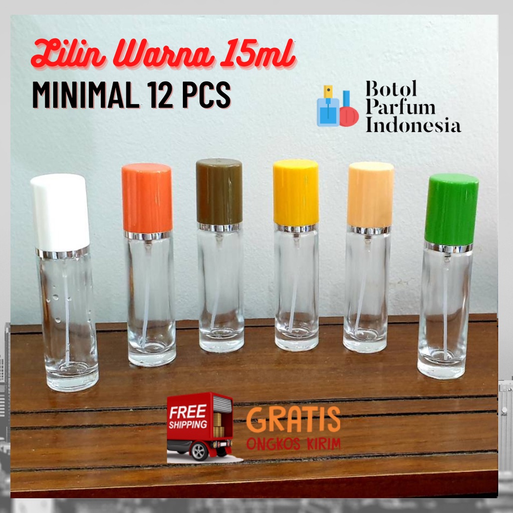 BOTOL PARFUM KOSONG SPRAY KACA 15 ML (LILIN WARNA 15 ML)