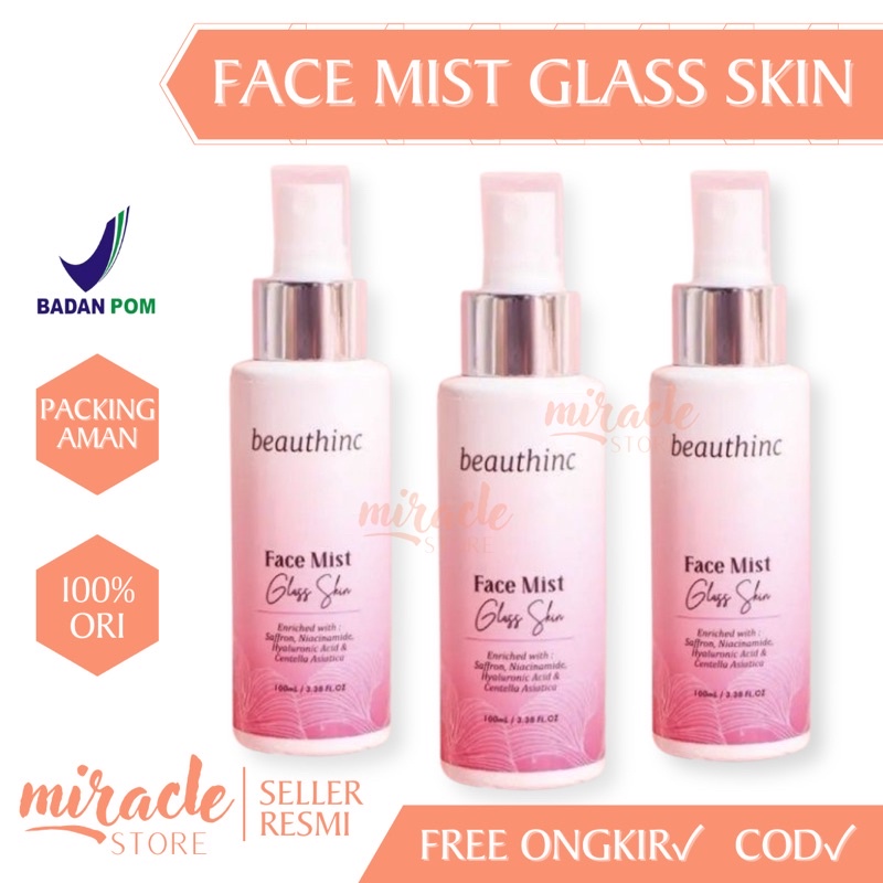 READY! BEAUTHINC FACE MIST GLASSKIN FACE MIST GLASS SKIN BEAUTHINC BPOM FACE MIST SAFFRON PREMIUM BPOM SEMPROTAN WAJAH AMAN FACIAL SPRAY MURAH