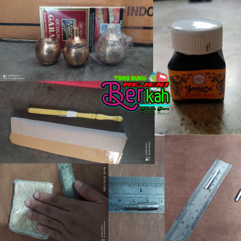 

satu set paket hemat peralatan menulis lengkap serat pucukan pena tutul celup Bak tinta Kuningan ukuran kecil Tinta ukuran kecil