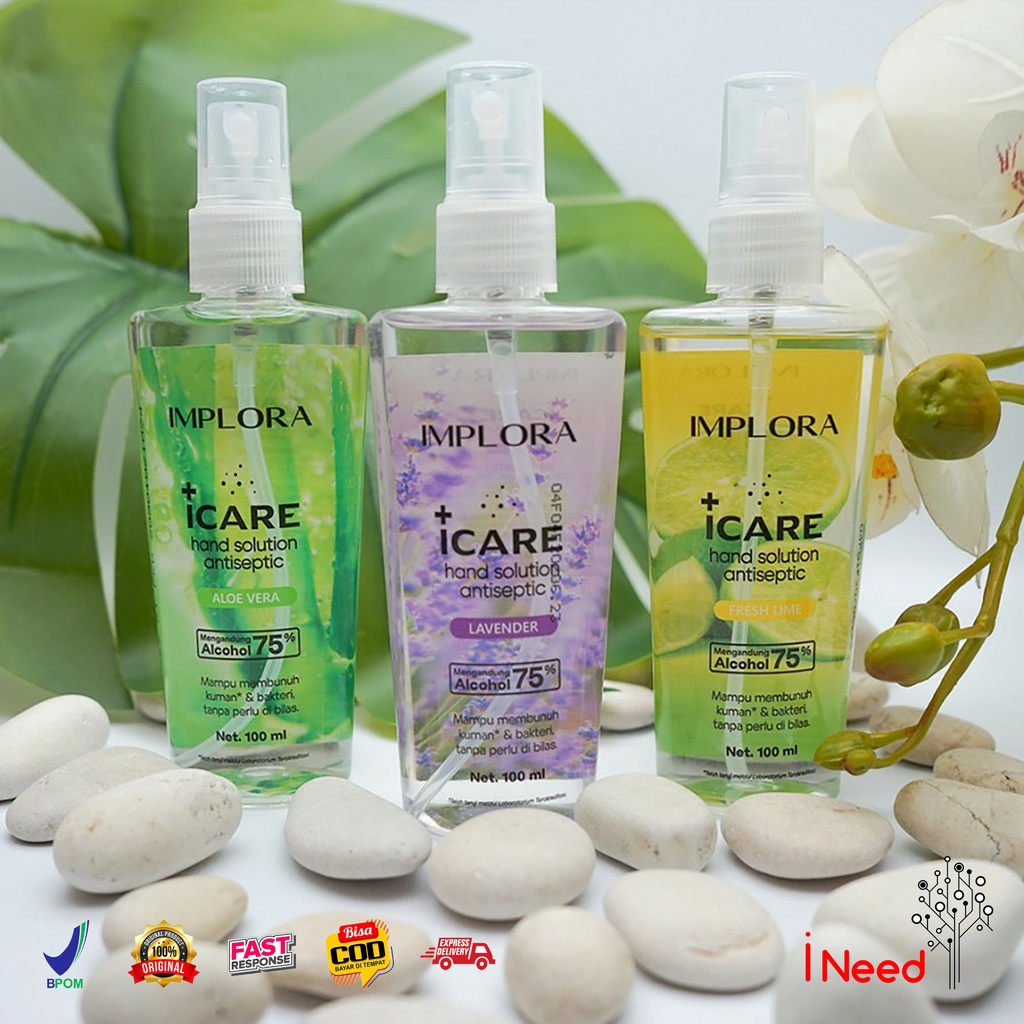 (INEED) Implora Icare Hand Solution Antiseptic Spray Lavender/Fresh Lime/AloeVera 100ml