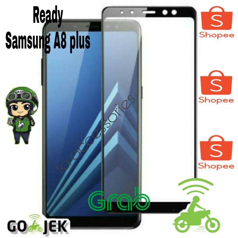 Tempered Glass 5D Full Lem SAMSUNG A8 PLUS | A8+ HITAM SCREEN GUARD FULL GLUE