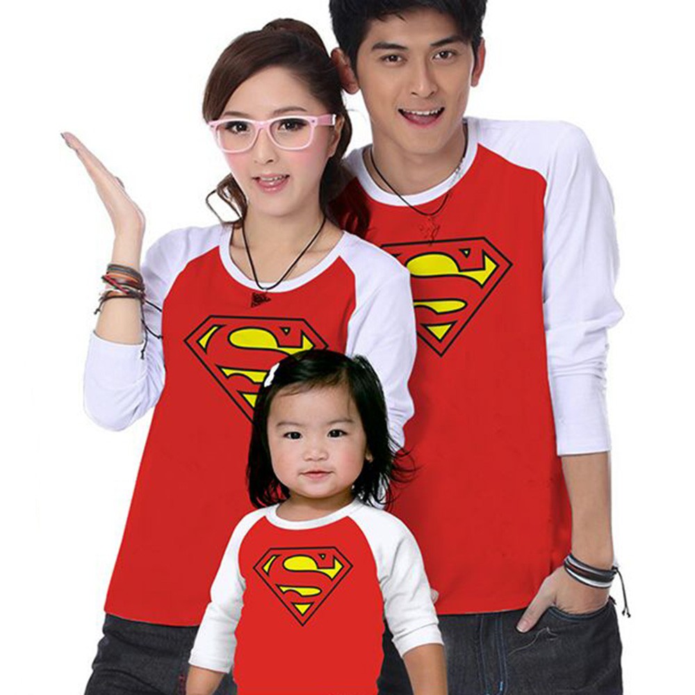 Baju Kaos Keluarga Couple Family Tees Anak Ayah Bunda Superman 7/8