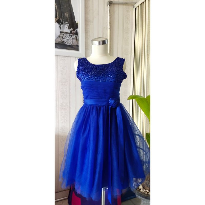 Gaun pesta preloved / gaun pesta biru electric / party dress preloved / gaun pesta second 012