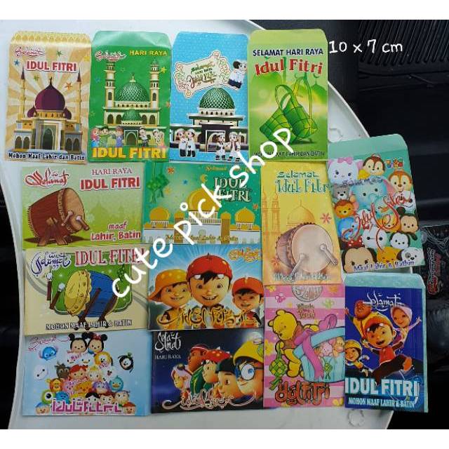 Dpt 10 pc AMPLOP LEBARAN pendek MOTIF religi kartun anak 