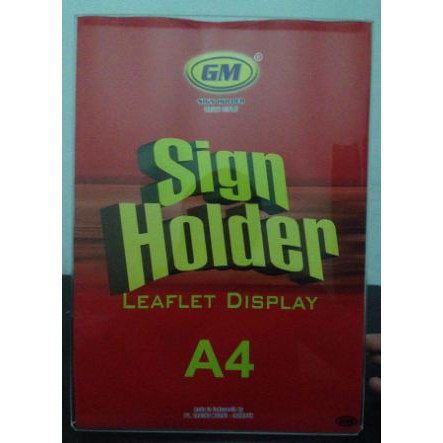GM Sign Holder A4 Satu Sisi / Leaflet Display / Tempat Nama atau Brosur / Tempat brosur akrilik