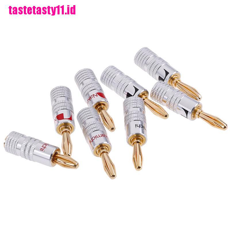 【TTID】4pcs 2pairs 24K Gold Plated Speaker banana plug Audio Jack connector