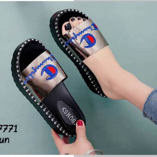 Wedges wanita impor slip on champion Korea#7771