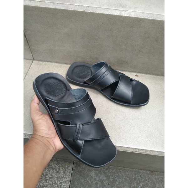 sandal kulit asli berkualitas tinggi untuk pria full kulit