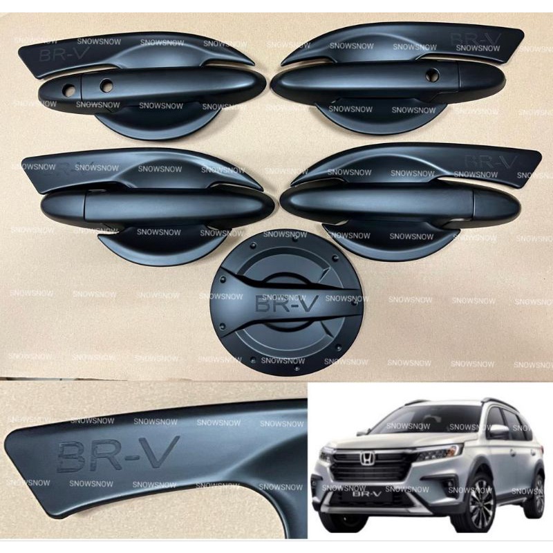 Paket Outer Handle Tank Cover Honda Brv 2022 2023 2024 Up Elegant Hitam Chrome