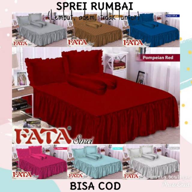 Cod Sprei Rumbai Polos Merk Fata Sprei Polos Sprei Rumbai Warna Biru Pink Silver Putih Coklat Shopee Indonesia