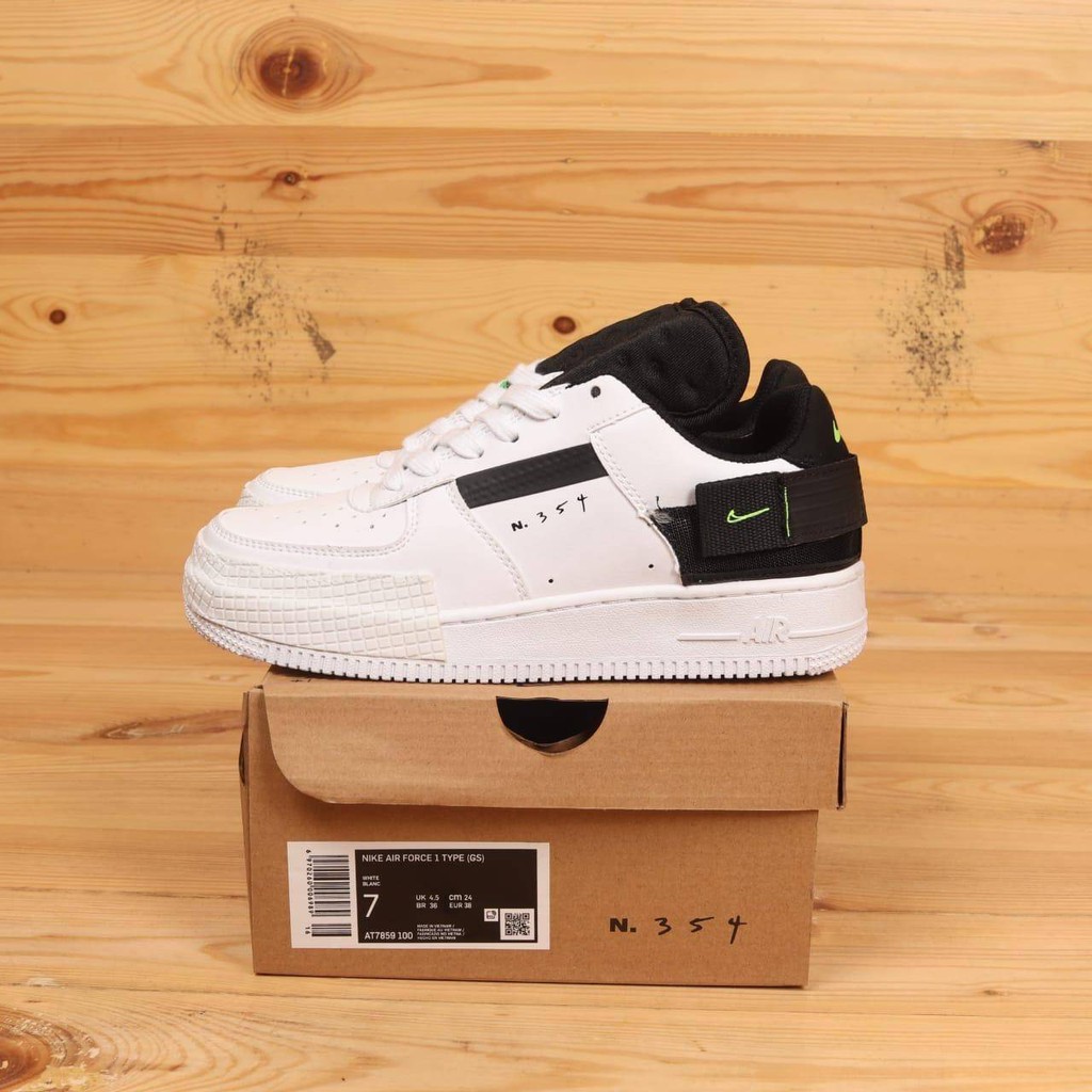 SEPATU SNEAKERS NIKE AIR FORCE TYPE WHITE BLACK PRIA WANITA IMPORT TERBARU