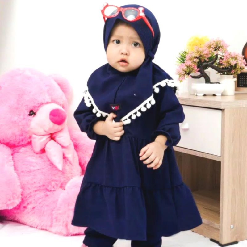 JIlBAB ANAK BERGO POMPOM 6 BLN - 5 THN