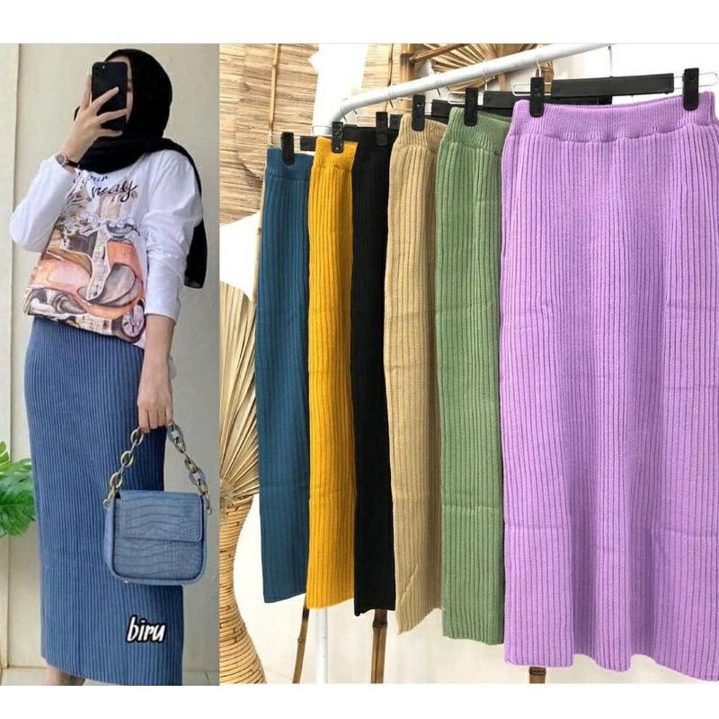 ROK RAJUT SPAN PANJANG 90 CM/ROK RAJUT PREMIUM