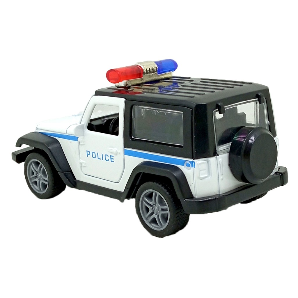 Toy Addict Jeep Wran9ler Hard Top Police Car Putih Diecast Mainan