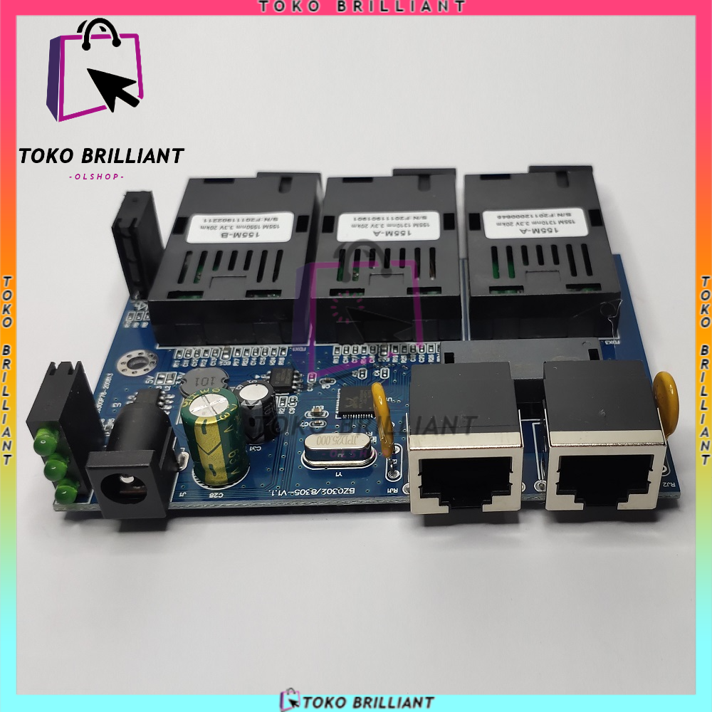 [BISA COD] Switch Ethernet Media Fiber Optik Mode Tunggal 3sc2rj-AAB-PCB ASLI