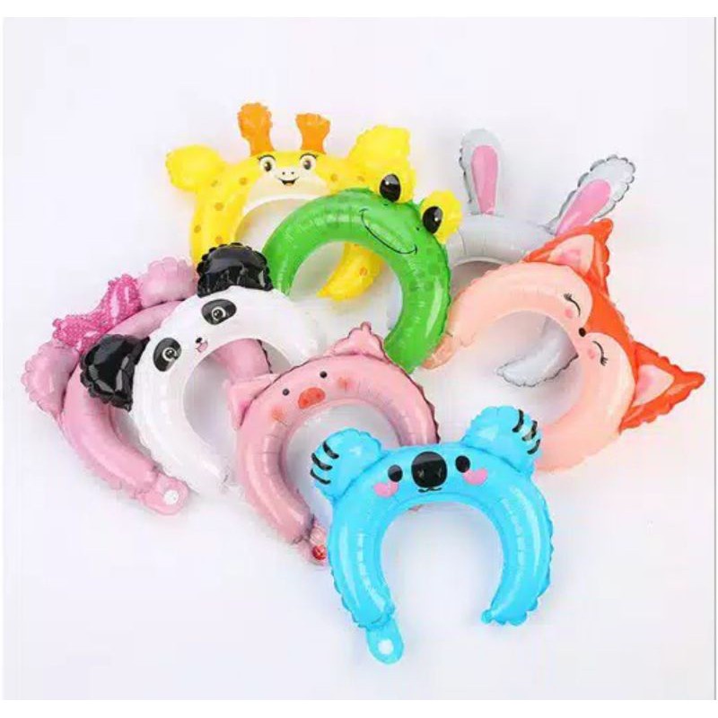 INFY - Balon bando karakter binatang / animal head band balon bando ulang tahun anak R489