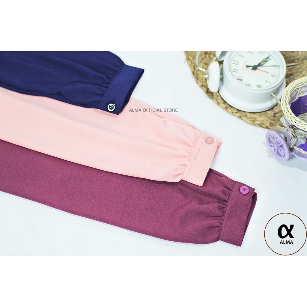 Gamis Polos Syakila Tangan Kancing Simple Size S M L XL XXL Dress Polos Jumbo BIg Size