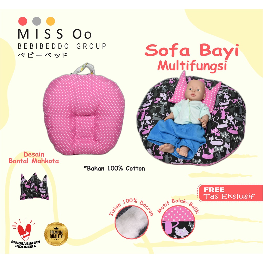 Sofa bayi / baby launger FREE bantal mahkota bayi dan tas