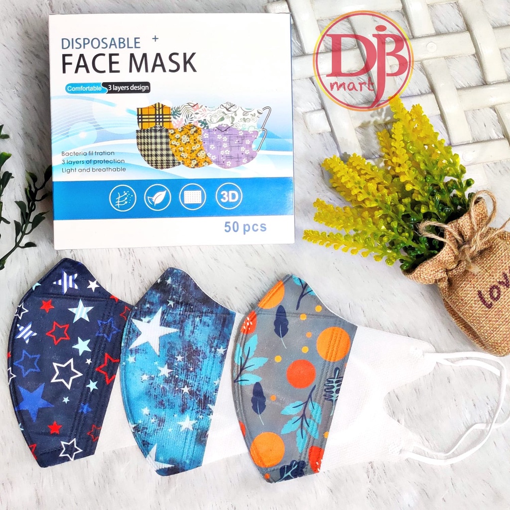 Masker Duckbill ONAME 3Ply Face Mask Motif - Box Isi 50Pcs