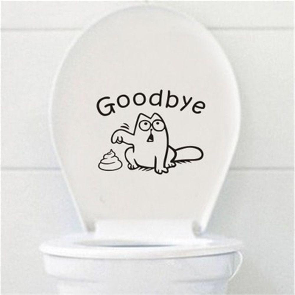 Top Toilet Seat Sticker Dekorasi Rumah Removable Kartun Dinding Decal