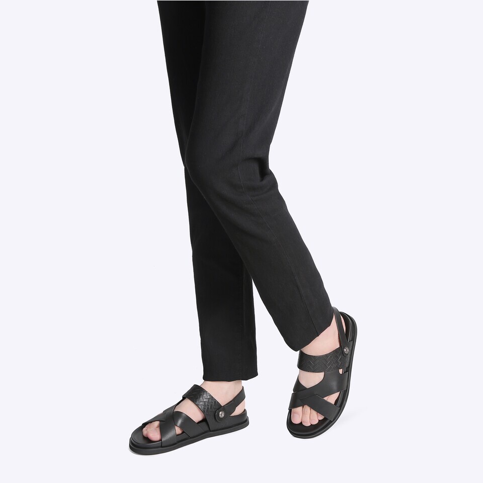 SANDAL KULIT EVERBEST PRIA ORIGINAL SLINGBACK CASUAL ASLI HITAM EM38