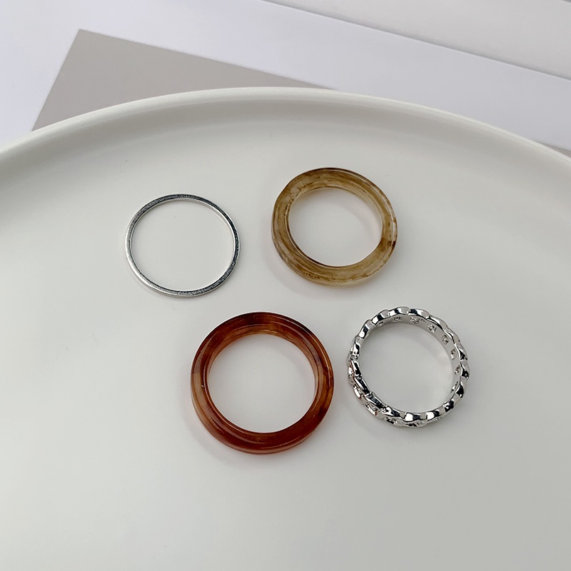 Four-piece Set Of Colored Glaze Rings Accessories Fashion Personality Simplicity