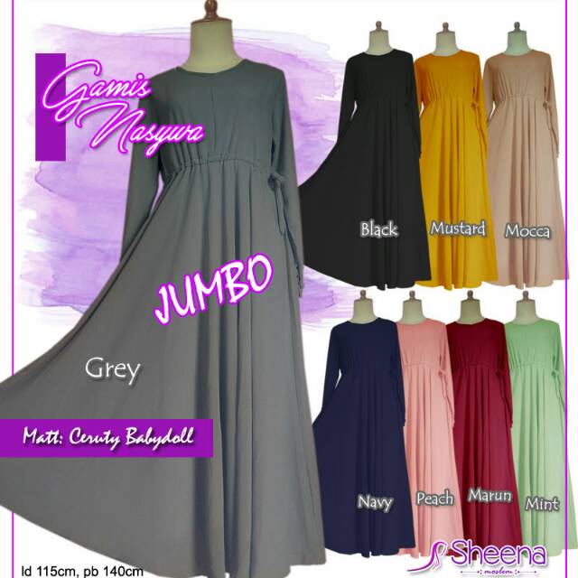 Gamis Ceruty JUMBO Nasywa Dress Ceruty Babydol JUMBO