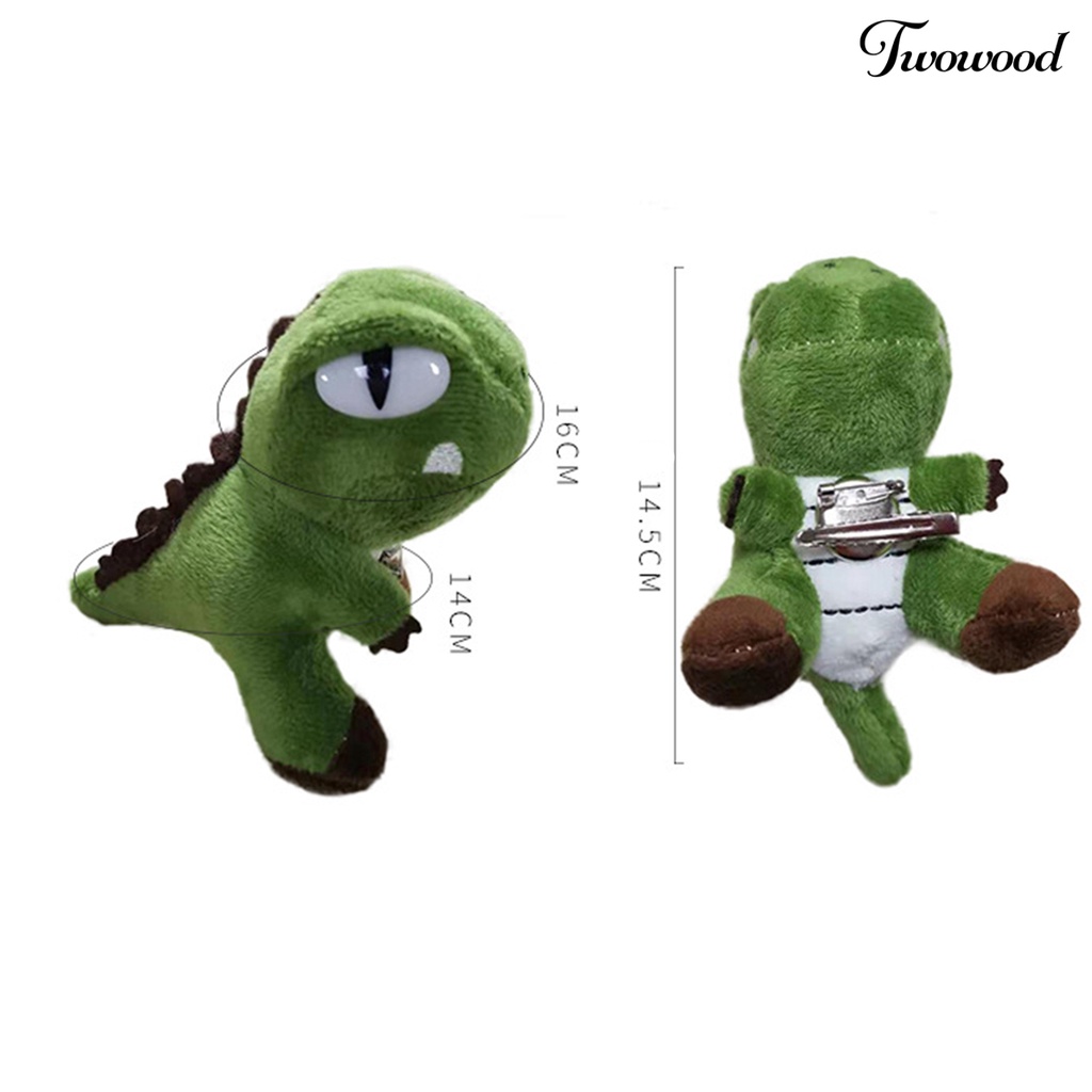 Twowood Dinosaur Brooch Anti-fall Funny Appearance Easy to Attach Stylish Plush Dinosaur Doll Brooch Pin for Girls