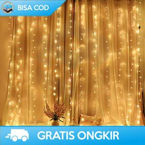 LAMPU DEKORASI PELAMINAN/WEDDING ORI TAFFLED LAMPU TIRAI 3x3 m GORDEN