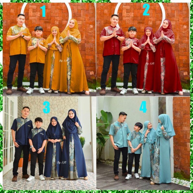 STRPE39595 BAJU MUSLIM KELUARGA SERAGAM BAJU MUSLIM BAJU BATIK KELUARGA
