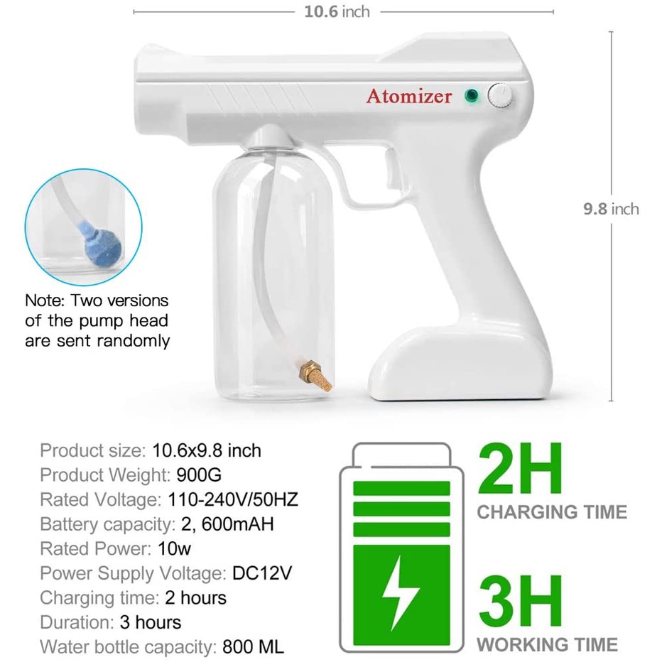 Mediatech Nano Spray Gun Disinfectant Fogging Sterilizer Portable Wireless