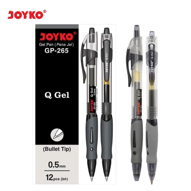

Pulpen jetrek joyco joyko pulpen Q gel hitam 1 lusin 1pak isi 12 pcs