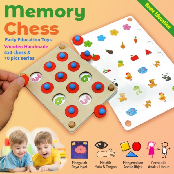 

Mainan Edukasi Anak Papan Daya Ingat Fokus - Memory Chess Montessori Limited