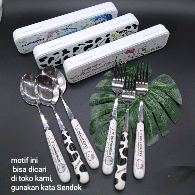 Sendok Garpu Sumpit Portabel Peralatan Makan Portable Travel Sendok Set Jerami Sendok Set Stainless