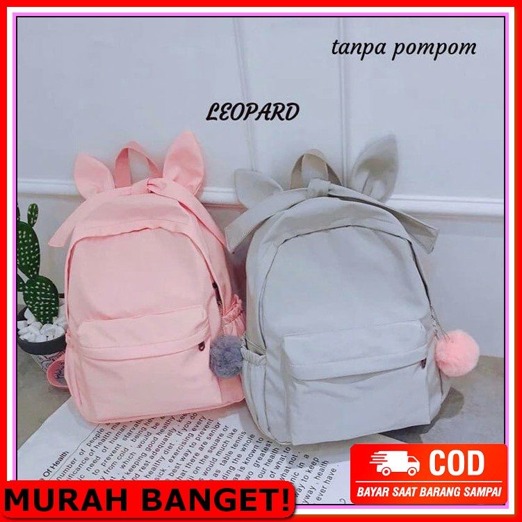 Tas Sekolah Perempuan Gendong Cewek Lucu Tk Anak Backpack Terbaru AH584 Backpack Rabbit Pita Polos