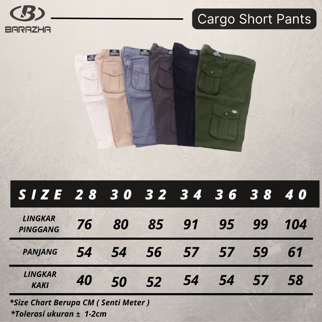 Barazha Celana Cargo Pendek Regular Bigsize Khaki-Mocca