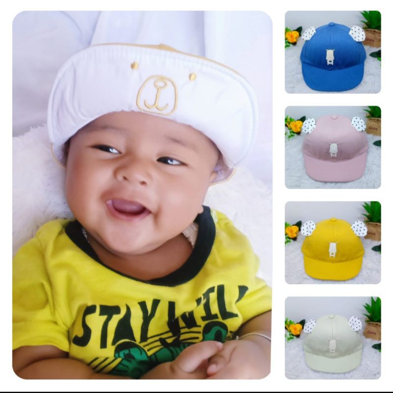 Topi import anak laki-laki dan perempuan motif telinga polkadot
