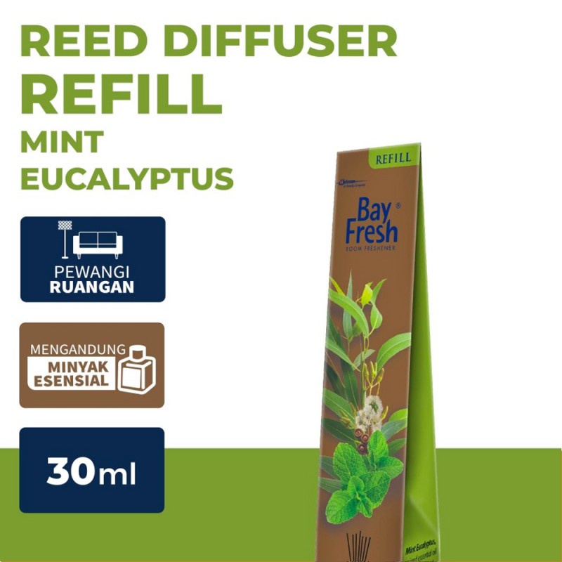 Bayfresh Reed Diffuser Refill Pengharum Ruangan 30ml - Mint Eucalyptus