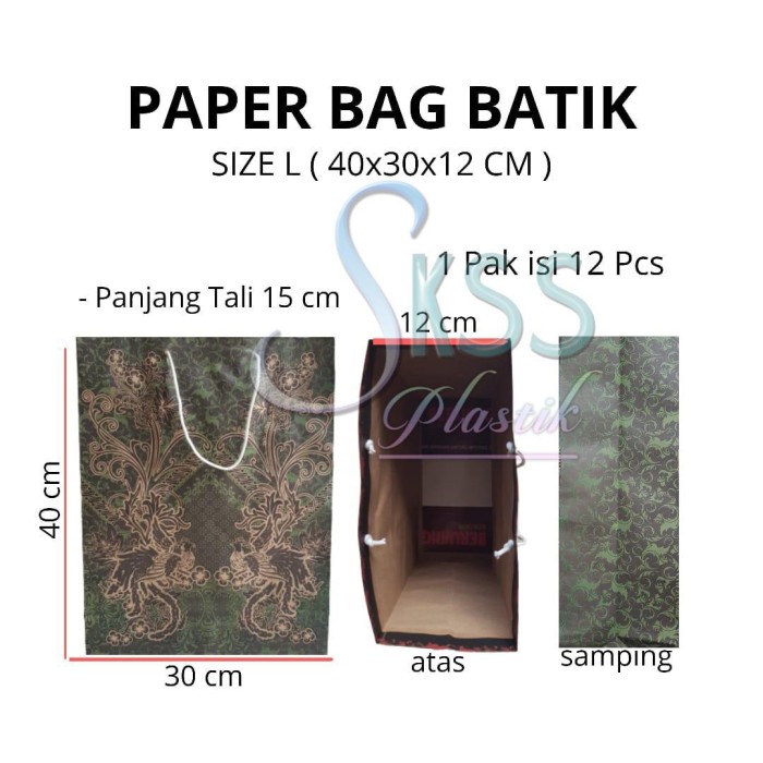 

NEW Paper Bag Batik / Tas Kertas Batik Size L isi 12pcs - Batik, L