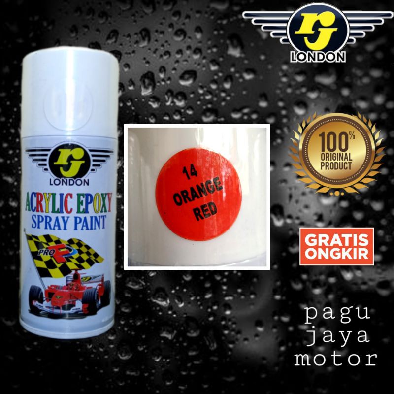 pilox pilok 150cc warna orange red merah rj london cat semprot spray paint untuk motor mobil velg helm kayu besi plastik