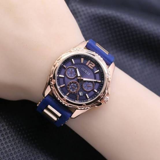 GUESS - GROSIRAN JAM TANGAN FASHION WANITA G7-6559 ANALOG TALI RUBBER TANGGAL AKTIF CHRONO VARIASI FREE BOX & BATERAI || GROSIRAN JAM TANGAN WANITA TERLARIS ( BISA UNTUK KADO ) JAMINAN HARGA GROSIR !!! GARANSI 6 BULAN (COD)-Biru tua