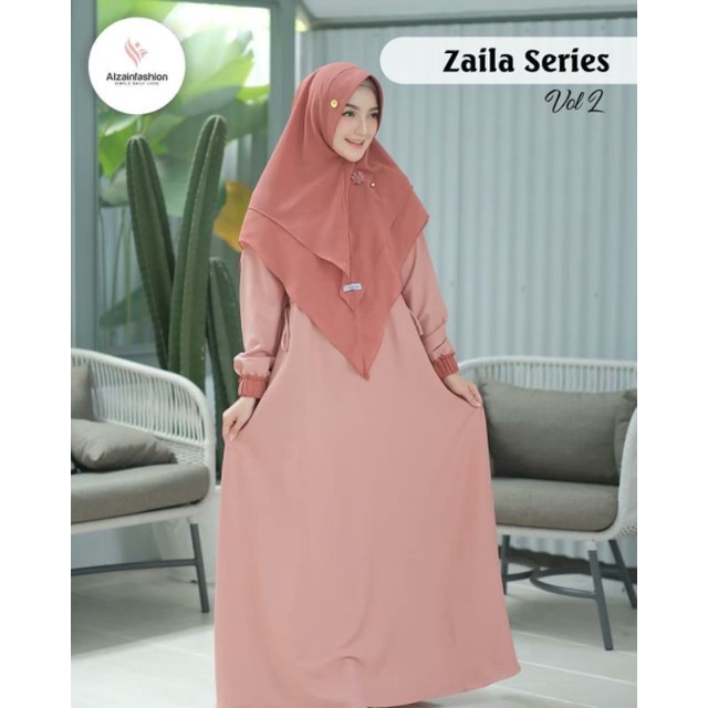 GAMIS SYARI PLUS KHIMAR CERUTTY UKURAN S - M - L - XL - XXL - XXXL - 4XL BUSUI POLOS DRESS SET MURAH ( ZAILA SYAR'I )