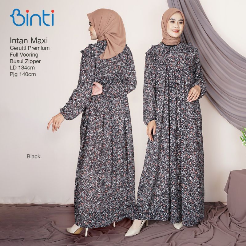Intan Maxy Gamis Ceruty Full Furing Super Jumbo LD 134, ori by Binti