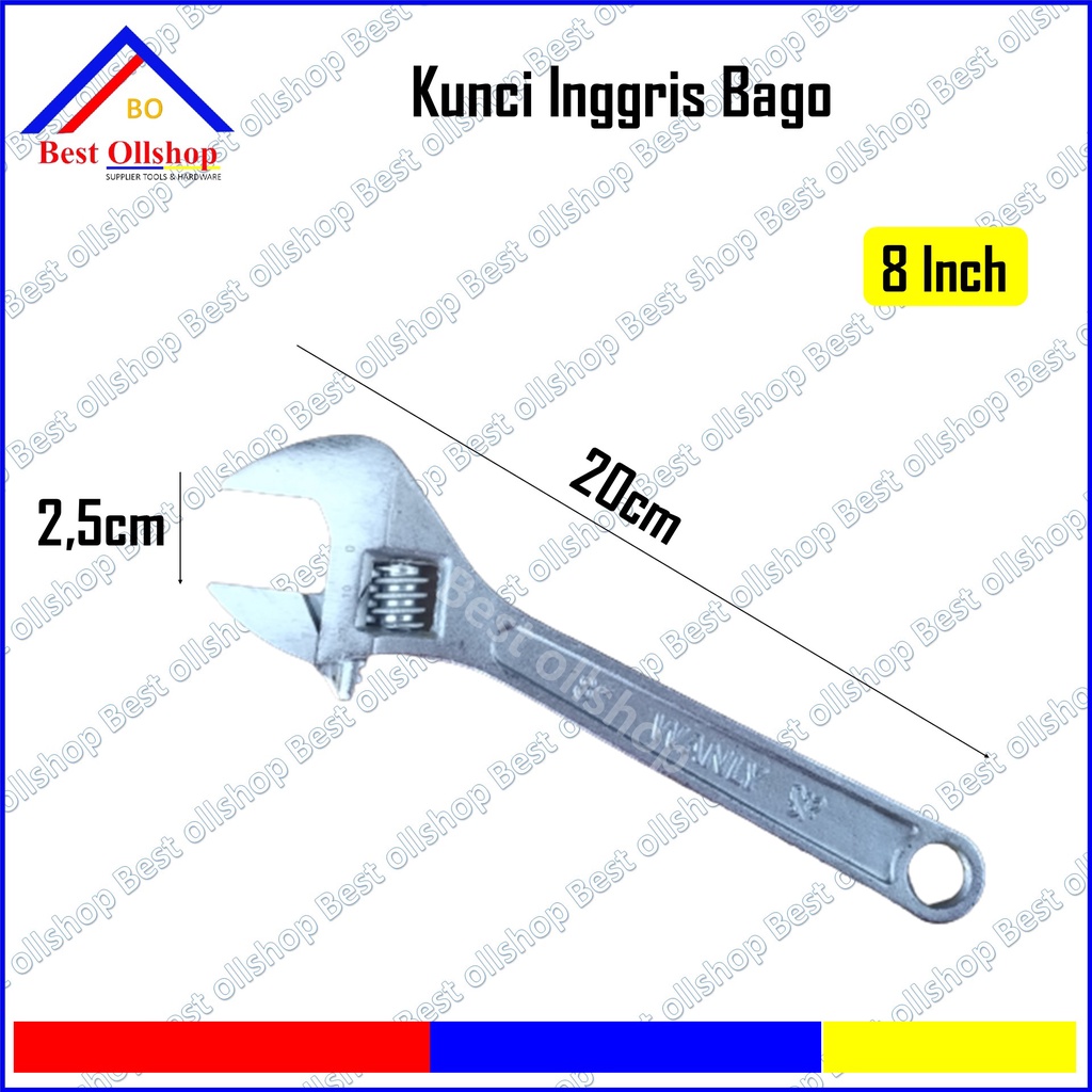 Kunci Bago 8 inch / Kunci Konci inggris Ingris Bako Bagong 8 inch Mini Hex Kecil Adjustable Wrench 200 MM RRT