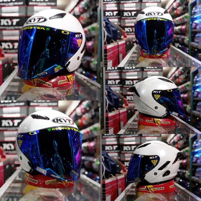 HELM KYT GALAXY  WHITE PAKET GANTENG KACA VENOM 100% ORIGINAL SNI~DOT-H-v-red/blue+spoile6