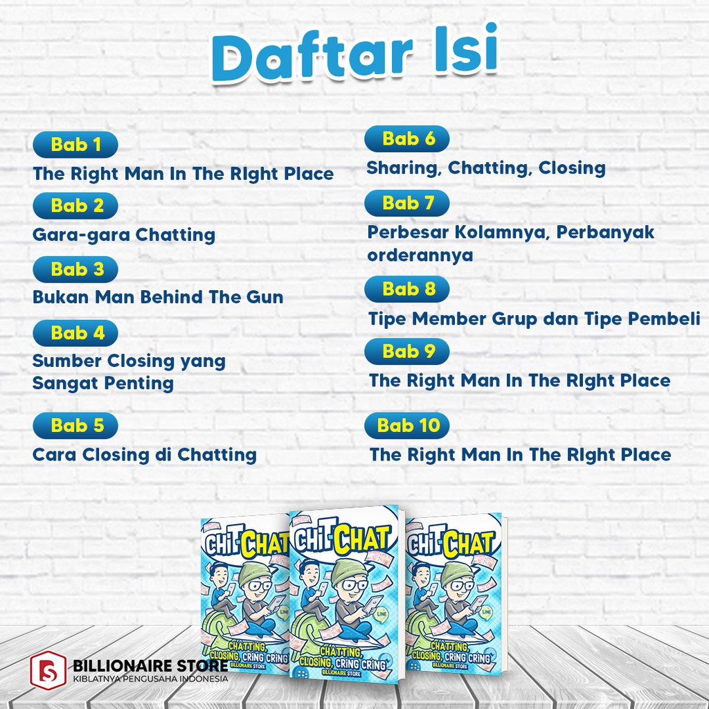 BUKU CHIT CHAT BILLIONAIRE STORE