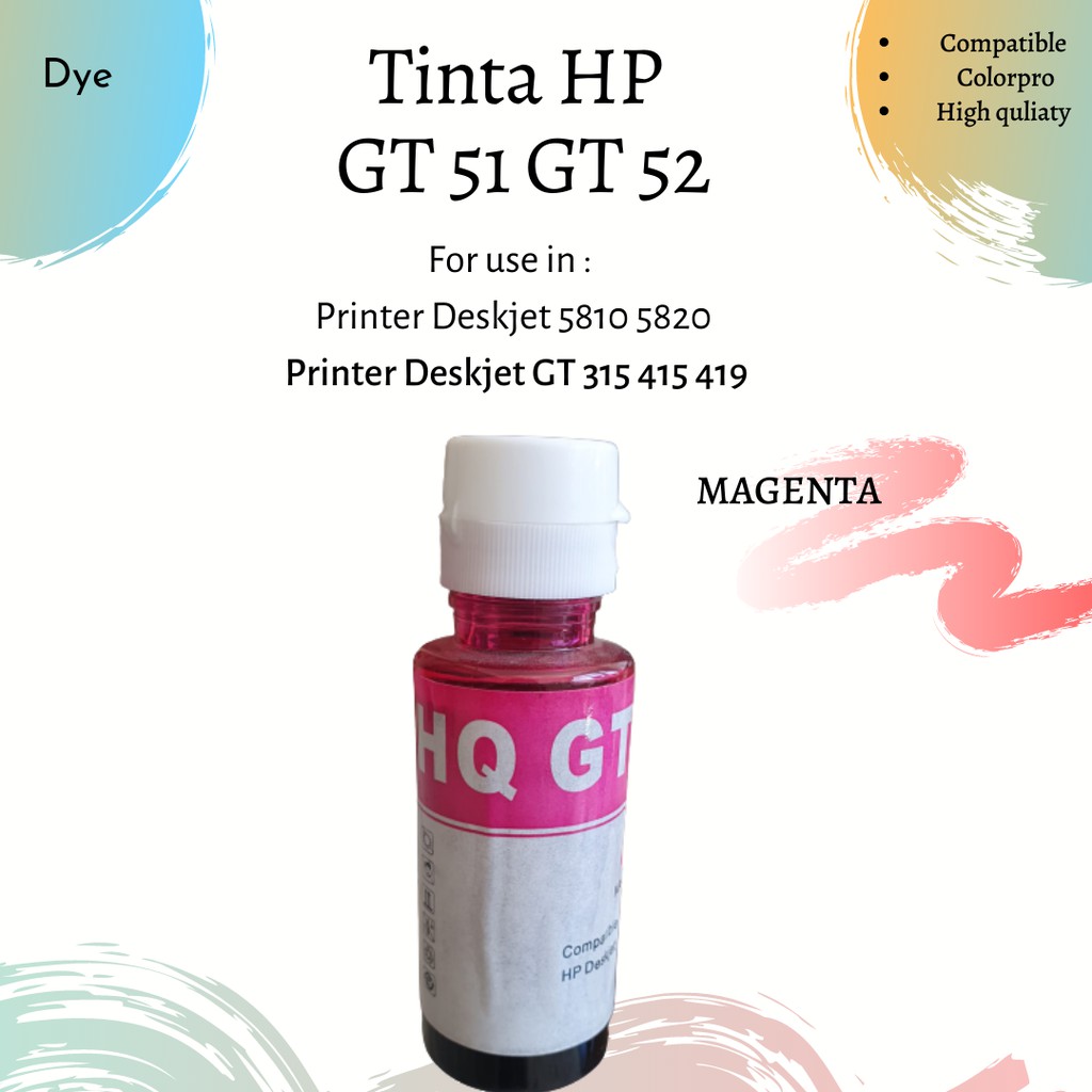 Tinta Compatible Colorpro Refill for Printer GT 51 52  Deskjet Officejet 1 PAKET 4 warna