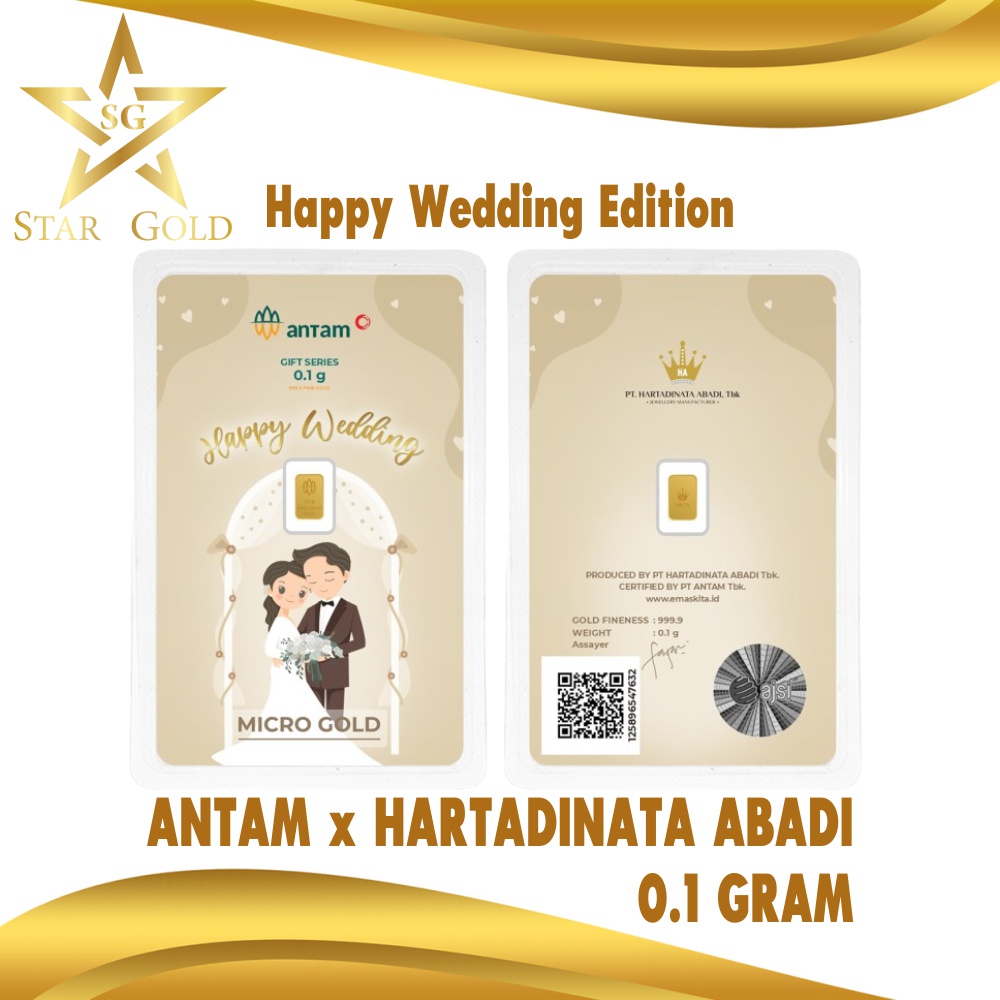 Star Gold Logam Mulia Micro Gold Antam Hartadinata 0.1 Gram Wedding Internasional Series