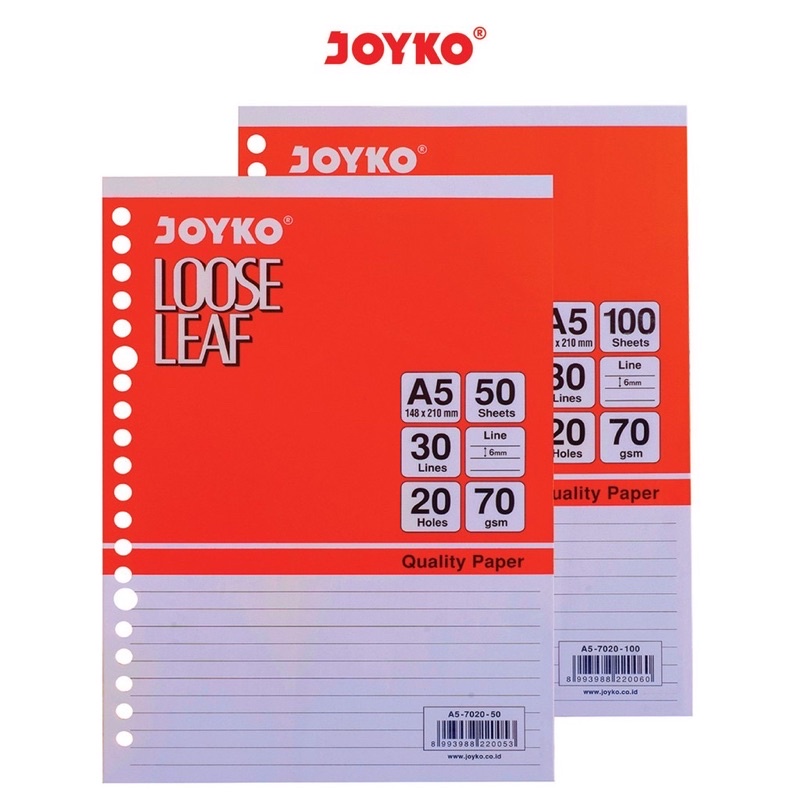 

Loose Leaf Joyko A5 Isi kertas file binder A5 isi 50s dan 100s
