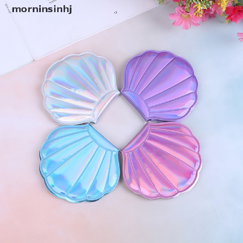 Mor Cermin Makeup Dua Sisi Bentuk Kerang Bahan Kulit Pu